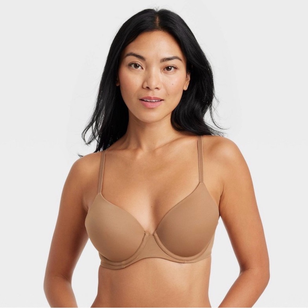 NET Auden 32D Tan TShirt Bra Icon Lightly Lined Comfort Underwire Nude Smooth